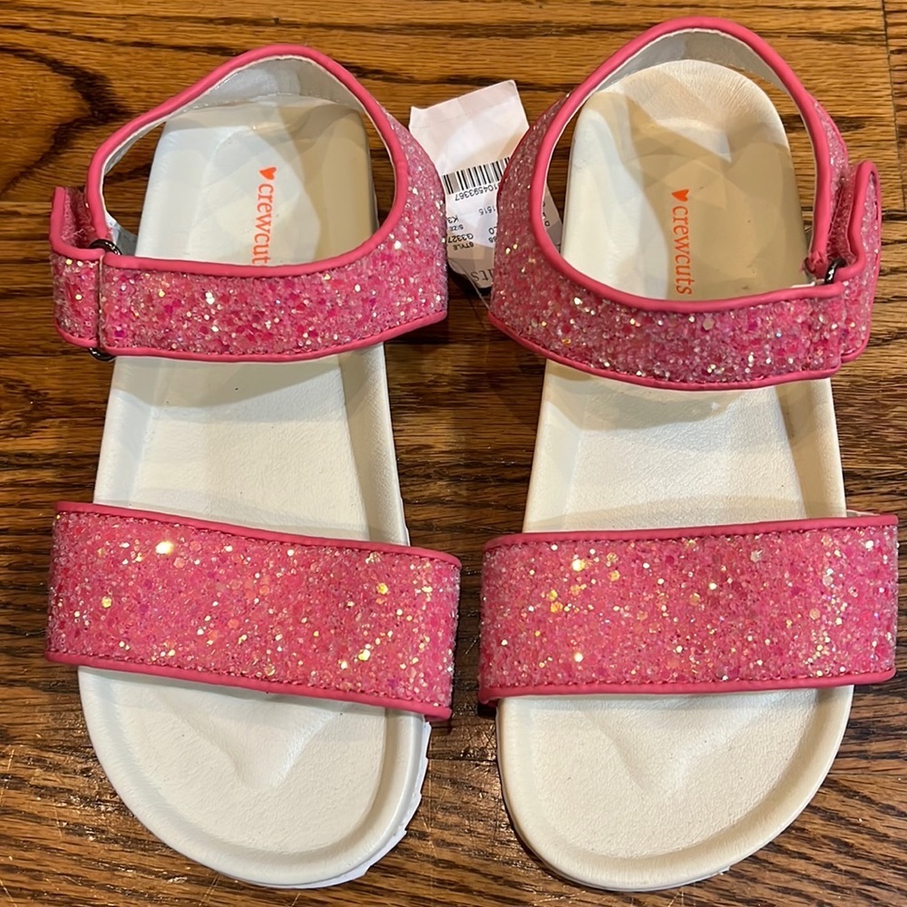 crewcuts girls sparkle sandals with hot pink leather trim. Super cute size 3 NWT